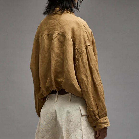 R13 Crossover utility bubble shirt in khaki - Picture 4 of 10